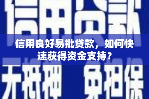 泾县信用良好易批贷款，如何快速获得资金支持？