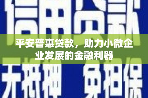 泾县平安普惠贷款，助力小微企业发展的金融利器