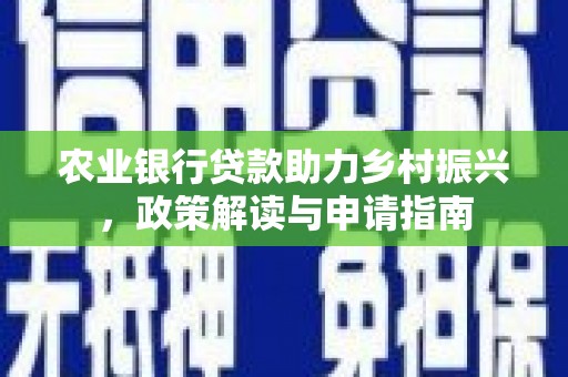 泾县农业银行贷款助力乡村振兴，政策解读与申请指南