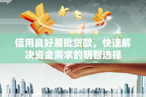 泾县信用良好易批贷款，快速解决资金需求的明智选择