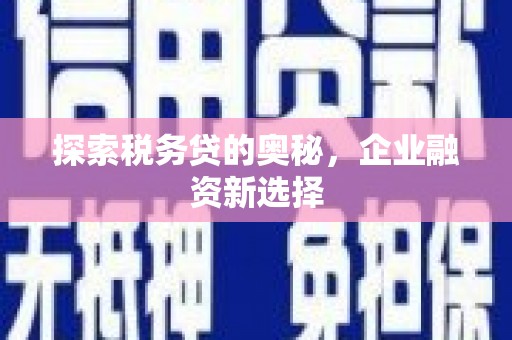 泾县探索税务贷的奥秘，企业融资新选择