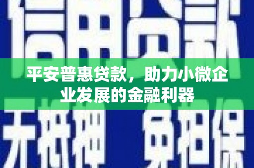 泾县平安普惠贷款，助力小微企业发展的金融利器