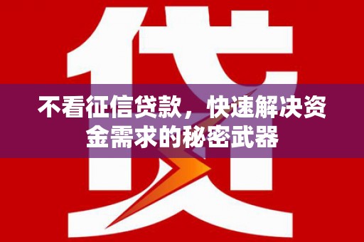 泾县不看征信贷款，快速解决资金需求的秘密武器