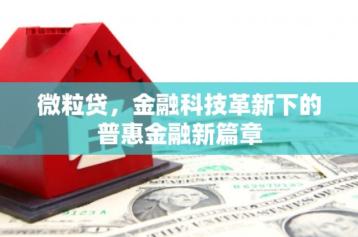 泾县微粒贷，金融科技革新下的普惠金融新篇章