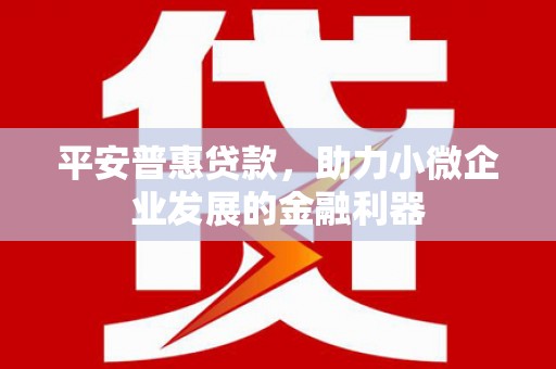泾县平安普惠贷款，助力小微企业发展的金融利器